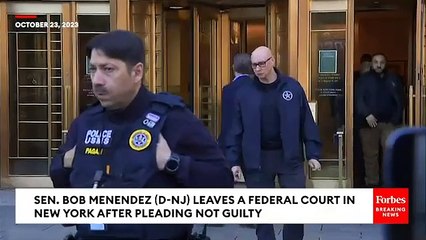 Bob Menendez Asked About 'Gold Bars' As He Leaves New York City Federal Courthouse After Pleading Not Guilty