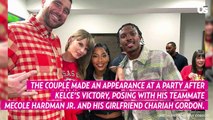 Taylor Swift Seals Travis Kelce Romance With a Kiss at Chiefs Party