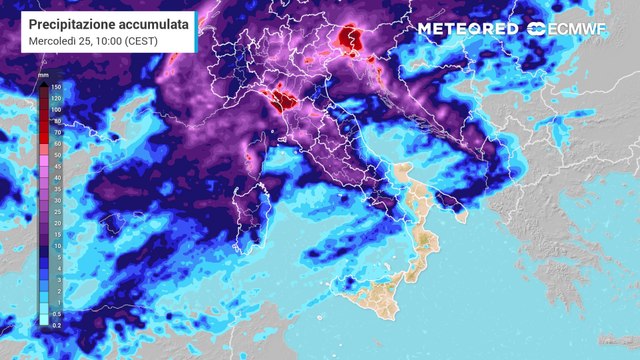 Le piogge attese nei prossimi giorni