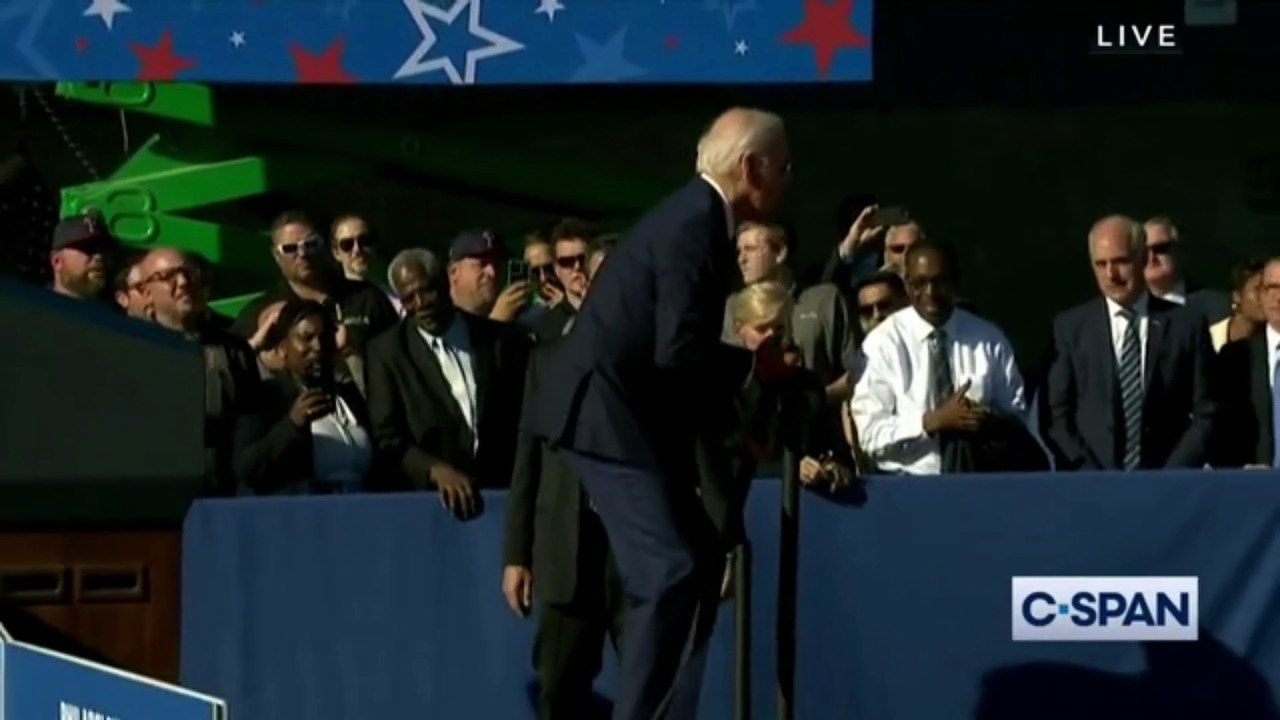Trump mocks Biden for using the 'children's' stairs to board Air Force One and for 'sleeping on the beach all day' while 'World War III is going on' - as Jill launches passionate defense at fundraiser at Anna Wintour's $12M NYC townhouse
