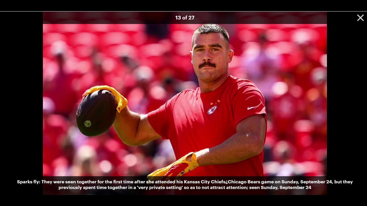 FIRST KISS! Taylor Swift plants a smooch on boyfriend Travis Kelce in very loved up snap... after pop star watched him lead the Chiefs to victory in latest game against the Chargers