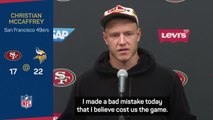 McCaffrey takes blame after 49ers lose second straight game