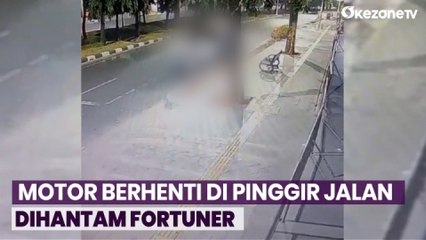 Detik-Detik Fortuner Hantam Motor Berhenti Terekam CCTV di Kembangan, Wanita Terlempar