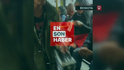 Kolombiya'da otobüse binen kadının bacağına ağda yaptığı anlar