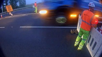 Driver smashes through roadworks on A47