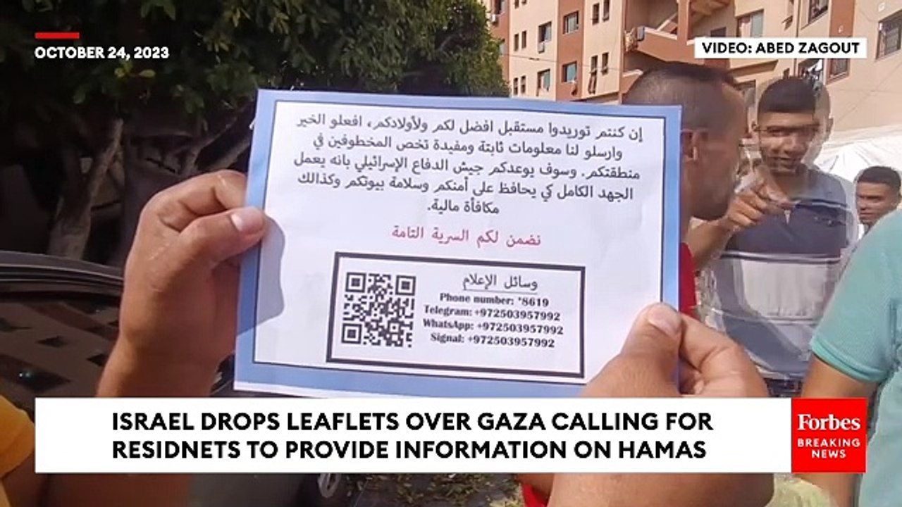Israel Drops Leaflets Over Gaza Offering Financ...