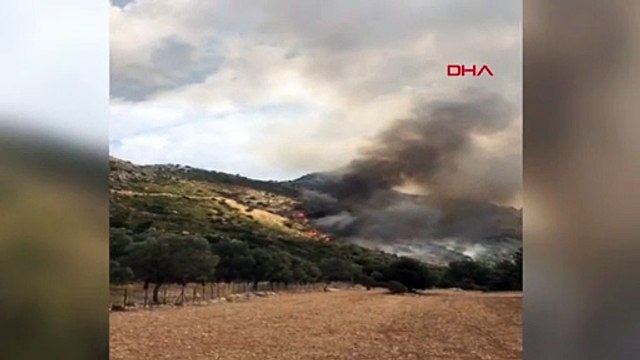 Un incendie s'est déclaré sur des terres agricoles à Seydikemer, Muğla