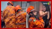 Bombeiros resgatam crianças que ficaram presas em elevador em Fortaleza
