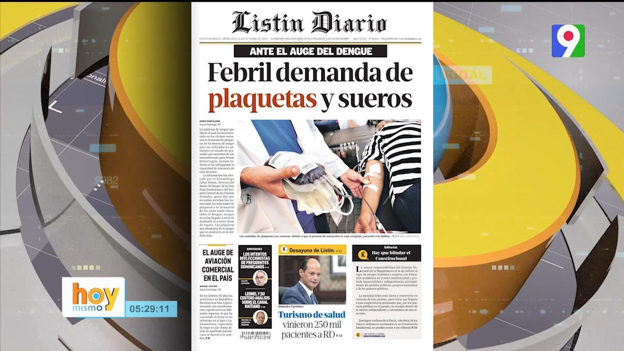 Titulares de prensa dominicana Miércoles 25 de octubre |Hoy Mismo