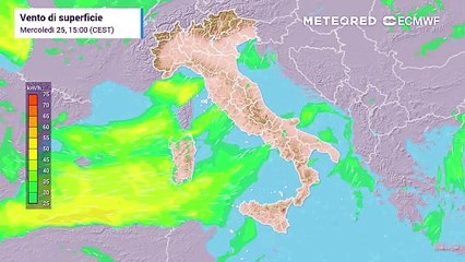 I venti attesi nelle prossime ore