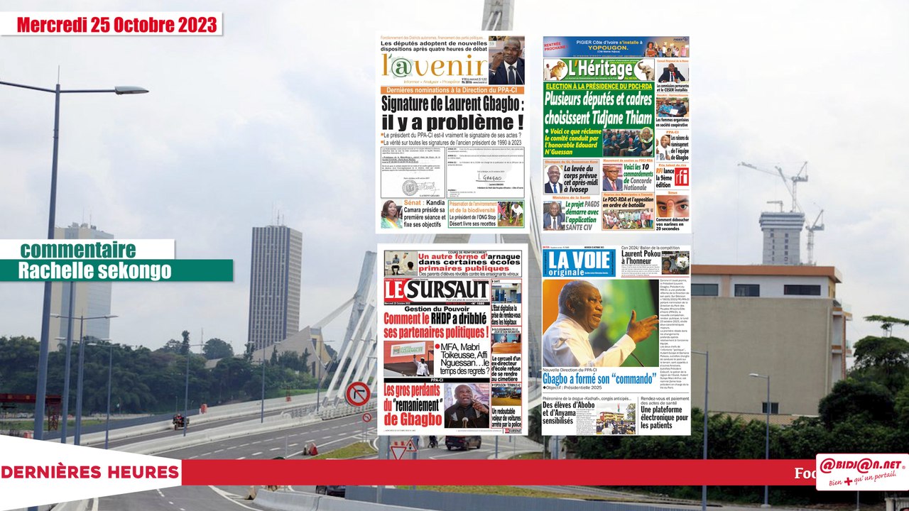 Titrologue du mercredi 25 octobre 2023:Gbagbo a formé son "commando": Objectif présidentielle 2025
