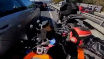 Bahçelievler'de motosikletlilerin kazası kask kamerasında