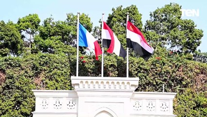 شاهد لحظة وصول الرئيس الفرنسي القاهرة للمشاركة في القمة المصرية الفرنسية