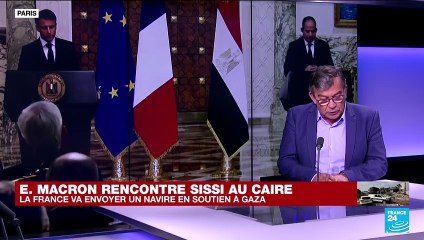 E. Macron au Caire : la France va envoyer un navire militaire pour "soutenir" les hôpitaux de Gaza