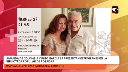 Amanda de Colombia y Pato García se presentan este viernes en la biblioteca popular de Posadas