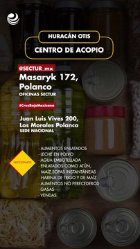 Centros de Acopio para los damnificados por huracán Otis