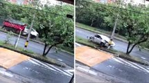 Aparatoso accidente de volqueta sin frenos en Medellín quedó en video