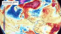 Modelo ECMWF - Anomalía de temperaturas  en grados Celsius
