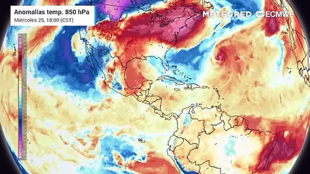 Modelo ECMWF - Anomalía de temperaturas en grados Celsius