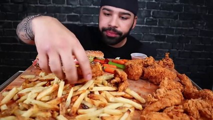 ASMR FIVE GUYS DOUBLE CHEESE BURGERS ALL THE WAY, CRISPY CHICKEN TENDERS, AND FRIES MUKBANG