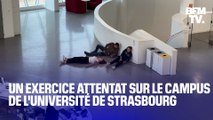 TANGUY DE BFM - Au cœur d'un exercice attentat sur le campus de l'université de Strasbourg