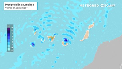Precipitación acumulada para los próximos días en Canarias