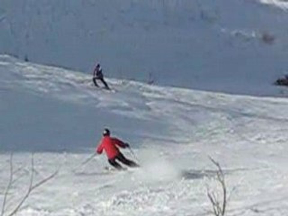 Thomas dans les coulés au Mont-dore