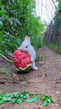 Rabbit Eating Watermelon | Rabbit Eating Moments | Animals Eating Food | Animals Satisfying Videos #animal #satisfyingvideos #rabbit #fun #love #cute #beautiful