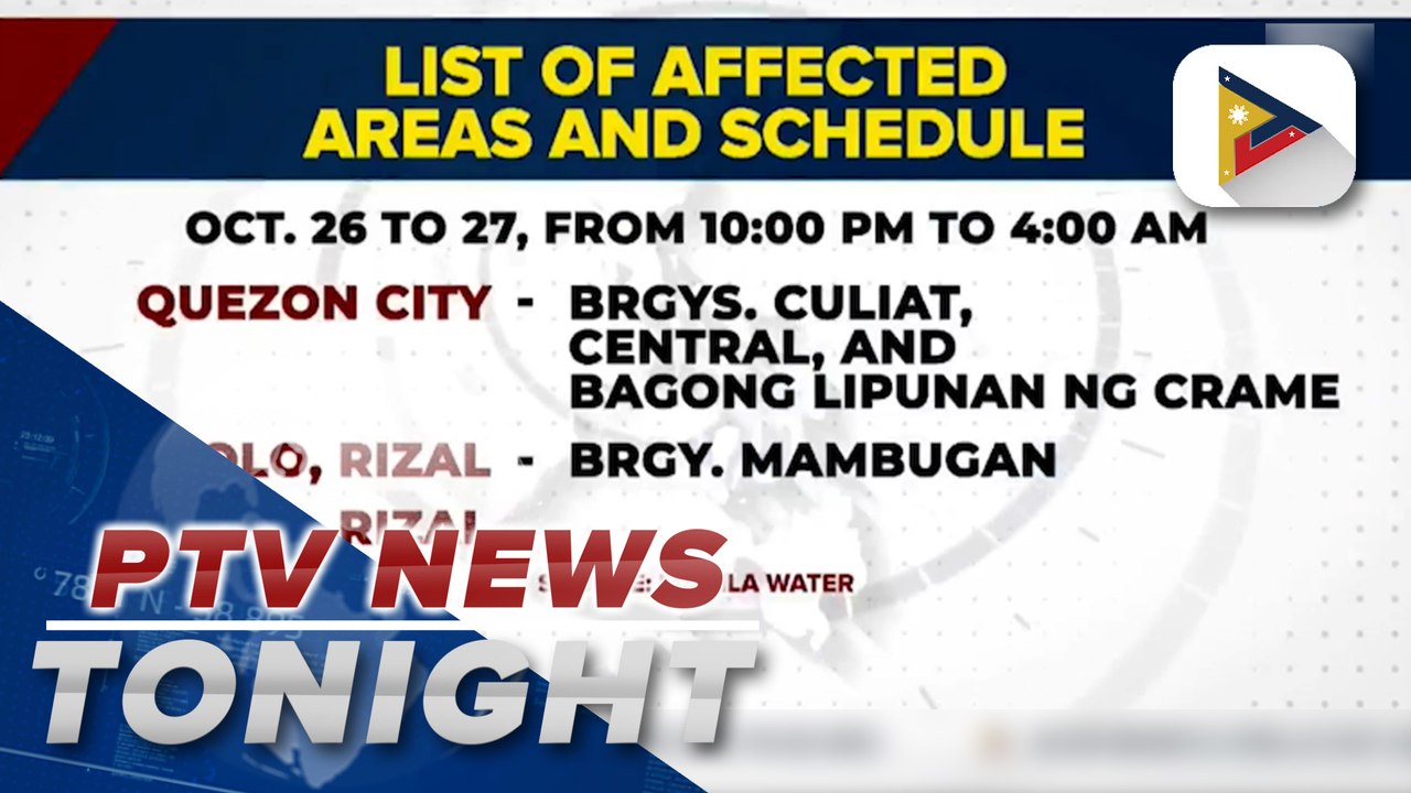 Manila Water announces service interruptions in 2 cities, 2 municipalities starting Oct. 26
