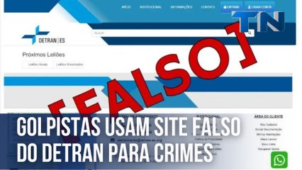 Golpistas usam site falso do Detran para cometer crimes
