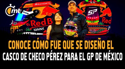 Checo Pérez y su casco diseñado por una joven que sueña con trabajar en Disney