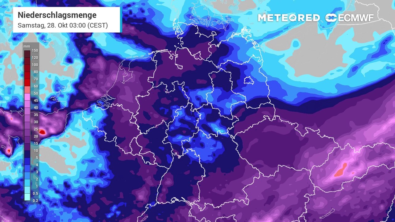 Nasse Zeiten in Deutschland! Besonders viel Niederschlag kommt im Westen herunter! Es besteht Hochwassergefahr!