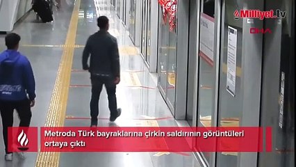 Cumhuriyet'in 100. yılında çirkin saldırı! Metroda Türk bayraklarını yırttı