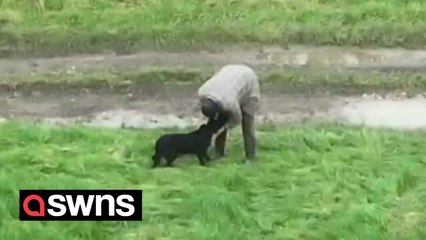 Blind dog missing for three days reunited with owner after she was found with a drone