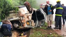 Quatro pessoas ficam feridas em capotamento na rodovia BR-163