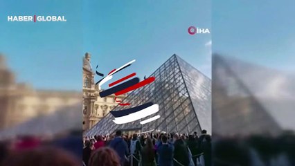 Fransa’da iklim aktivistlerinden Louvre piramidine saldırı! Turuncu boya püskürttüler