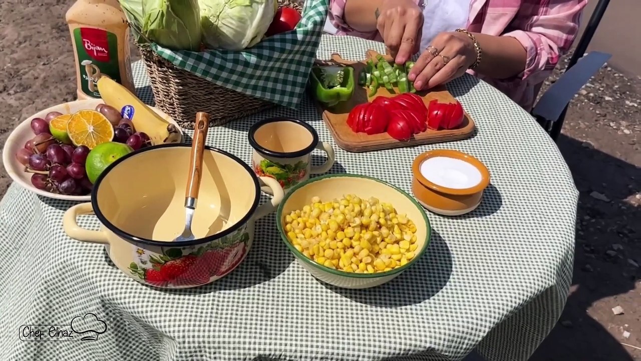 Easy Grilled Chicken Kebab_ Chicken and Mexican Salad recipe_ Cooking in village