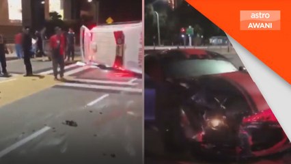 Polis nafi insiden ambulans terbalik akibat dilanggar pemandu mabuk