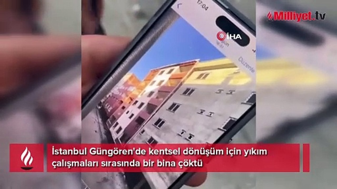 Güngören'de kentsel dönüşüm için yıkım çalışmaları sırasında bir bina çöktü.