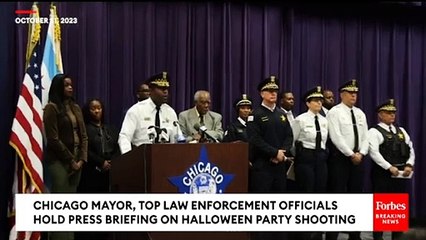 Chicago Mayor Brandon Johnson, Officials Hold Press Briefing On Halloween Shooting