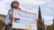 Protestors take part in a Scottish Palestine Demo at the Mound, Edinburgh this afternoon