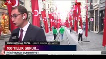 Türkiye Cumhuriyet'i 100 yaşında: İstiklal Caddesi yol boyu bayraklarla süslendi