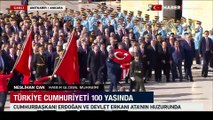 Cumhurbaşkanı Erdoğan ve devlet erkanı Anıtkabir'de