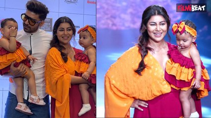 Download Video: Debina Bonnerjee Ramp Walk With her beautiful Daughters at Barrooni Bombay Times Fashion Week 2023