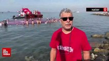 Hatay’da denizde 123 metre Türk Bayrağı açıldı