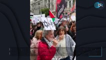 Esvásticas nazis en la manifestación contra Israel en la que han participado cuatro miembros del Gobierno