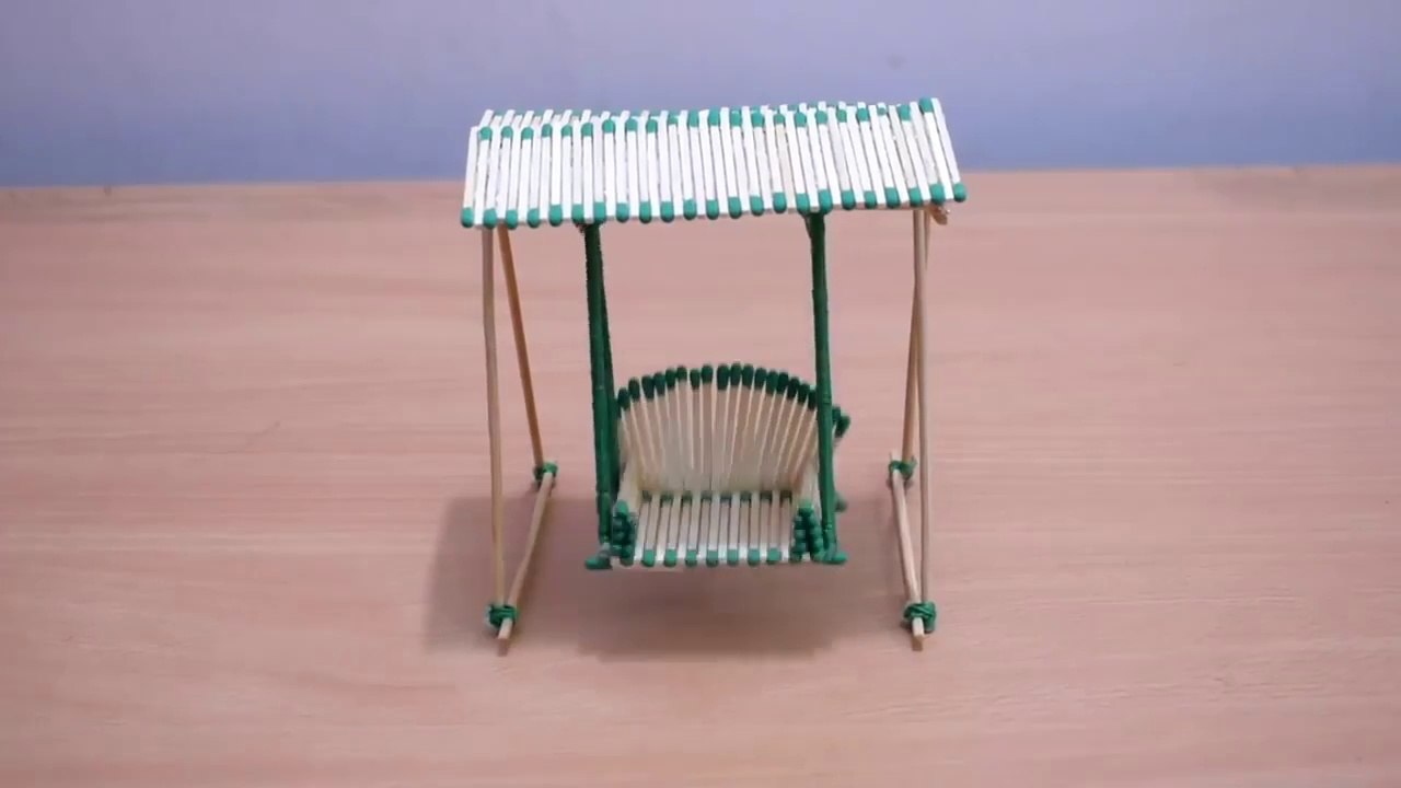 Matchstick art and craft ideas _ how to make matchstick miniature swing _ Matchstick jhola