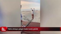 Takla atmaya çalışan kadın kuma çakıldı