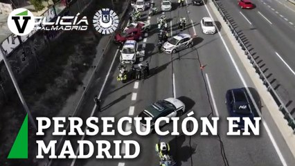 Download Video: Detenido en Madrid un conductor drogado tras una persecución en la que arrolló a varios coches de la Policía