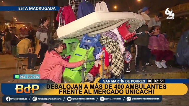 SMP: desalojan a 250 ambulantes frente al mercado Unicachi